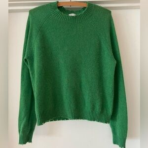 Minnie Rose Distressed Edge Shrunken Cashmere Sweater